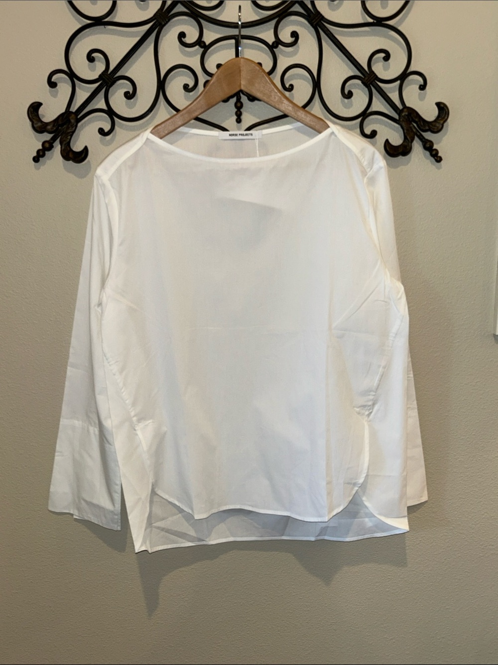 NORSE PROJECTS "SINGRID" BOATNECK POPLIN TOP WHITE NWT